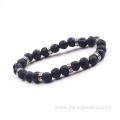 2016 Unique Design Men's 8mm Lava Stone Zinc Alloy Bead Bracelet